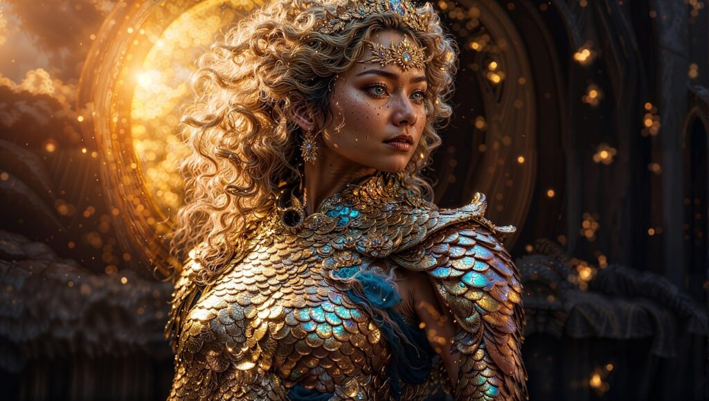 ai generated, woman, queen, princess, warrior, game, art, armor, fantasy